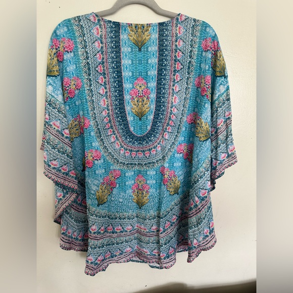 Tolani Blue and Pink women’s  bohemian caftan/Tunic 100% modal size MP - Picture 5 of 10